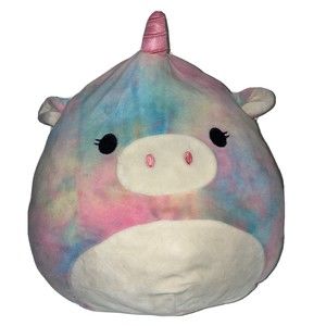 Squishmallow 12” Kellytoy Esmeralda The Rainbow Tie-dye Unicorn Stuffed Animal